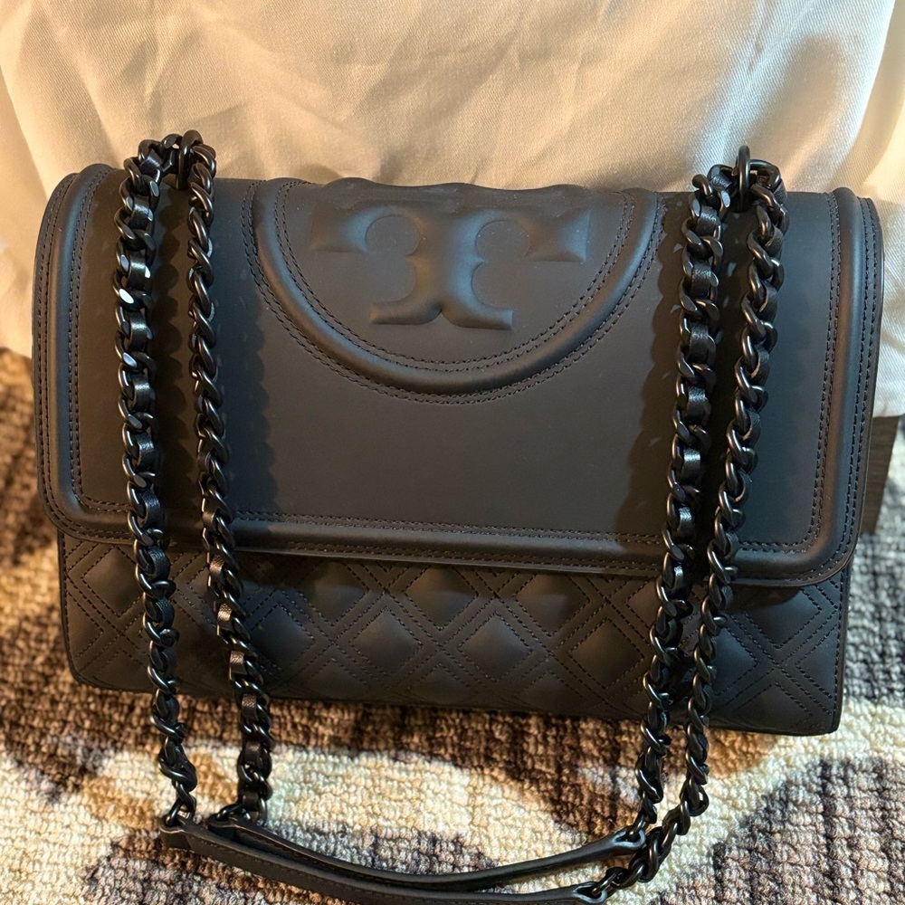 Tory Burch Fleming Matte Black Convertible Shoulder Bag